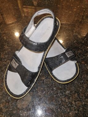 Alegria Black Floral Strap Sandals